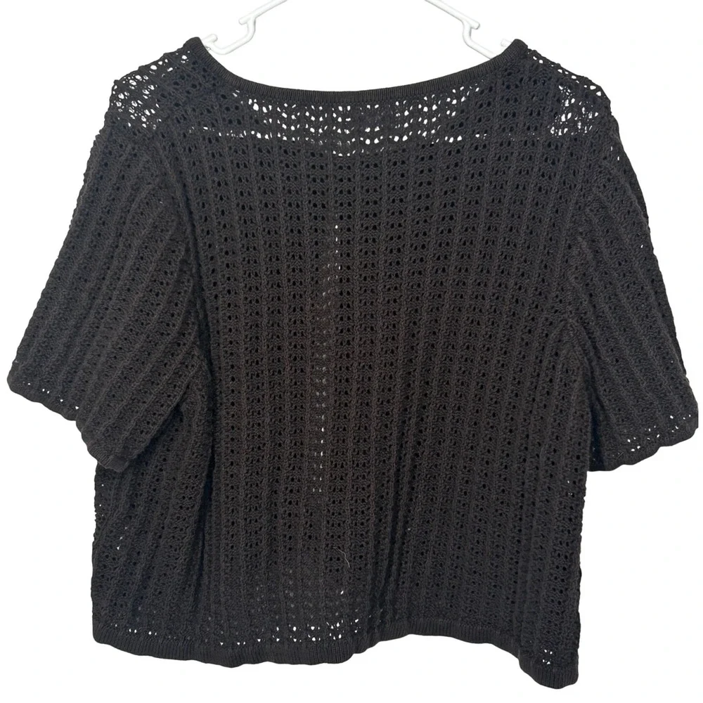 Avenue Brown Short-Sleeved Cardigan Single Button‎ Women's Size 22/24